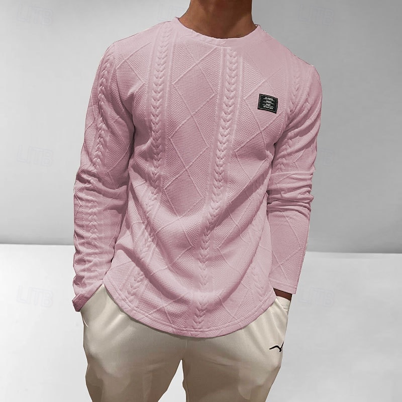 Herr Tröja Vit Rund hals Slät Jacquard Dagligen Sport & Utomhus Helgdag Polyester Streetwear Grundläggande Ledigt Vår Höst Kläder Pull Tröjor Långärmad 2026 - $28.99 –P7