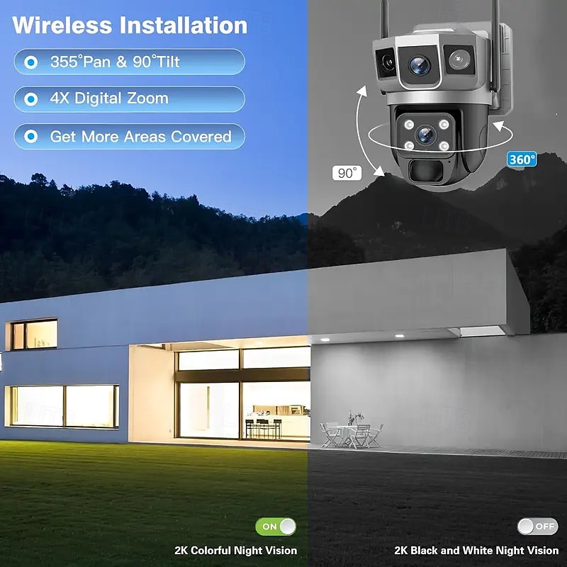 Outdoor Solar-powered Camera With Smart Ai Alerts Wifi Camera With Dual Lenses 360 View Of Home Security System With Human Detection Automatic Tracking Colour Night Vision And Pir Sensor. 2025 - $67.99 –P7