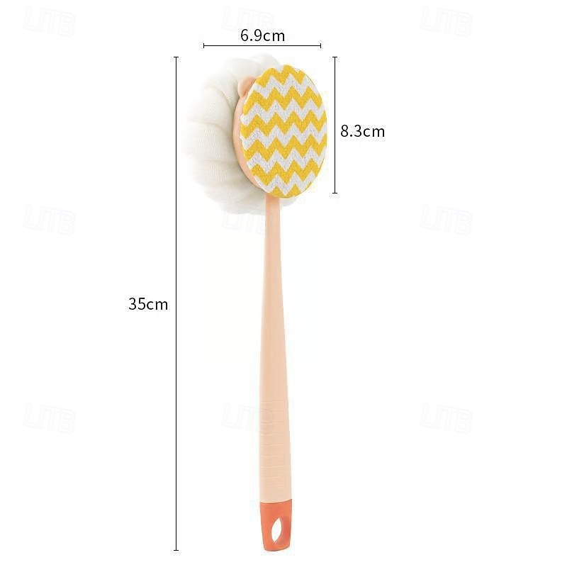Esfoliante de banho 2 em 1 e escova para as costas, cabo extra longo, cerdas macias, esfoliante de chuveiro, escova corporal com duas cabeças, itens essenciais para cuidados suaves com a pele no de 2025 por $6.99 –P7