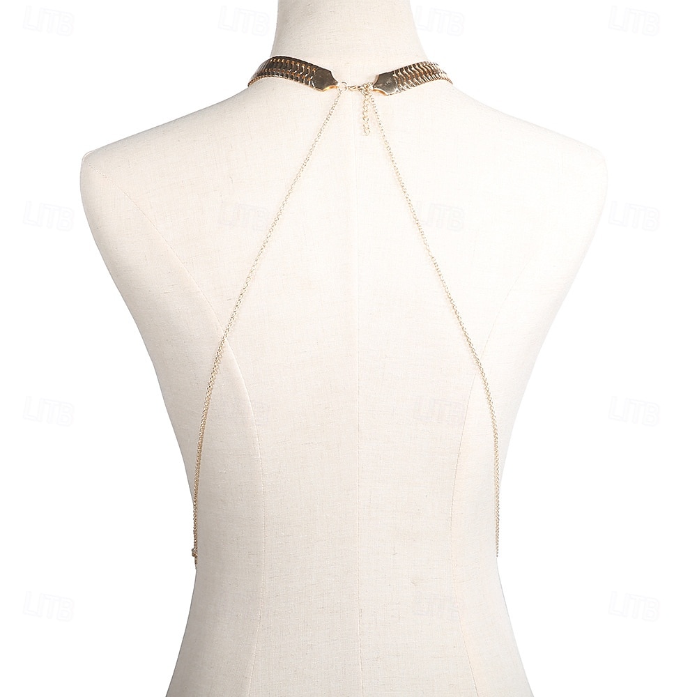 Złoty łańcuszek wielowarstwowy dla kobiet – wyrazista biżuteria z drapowanymi łańcuszkami na pokazy mody, wieczorne przyjęcia, stroje plażowe i specjalne okazje 2026 - $11.99 –P2