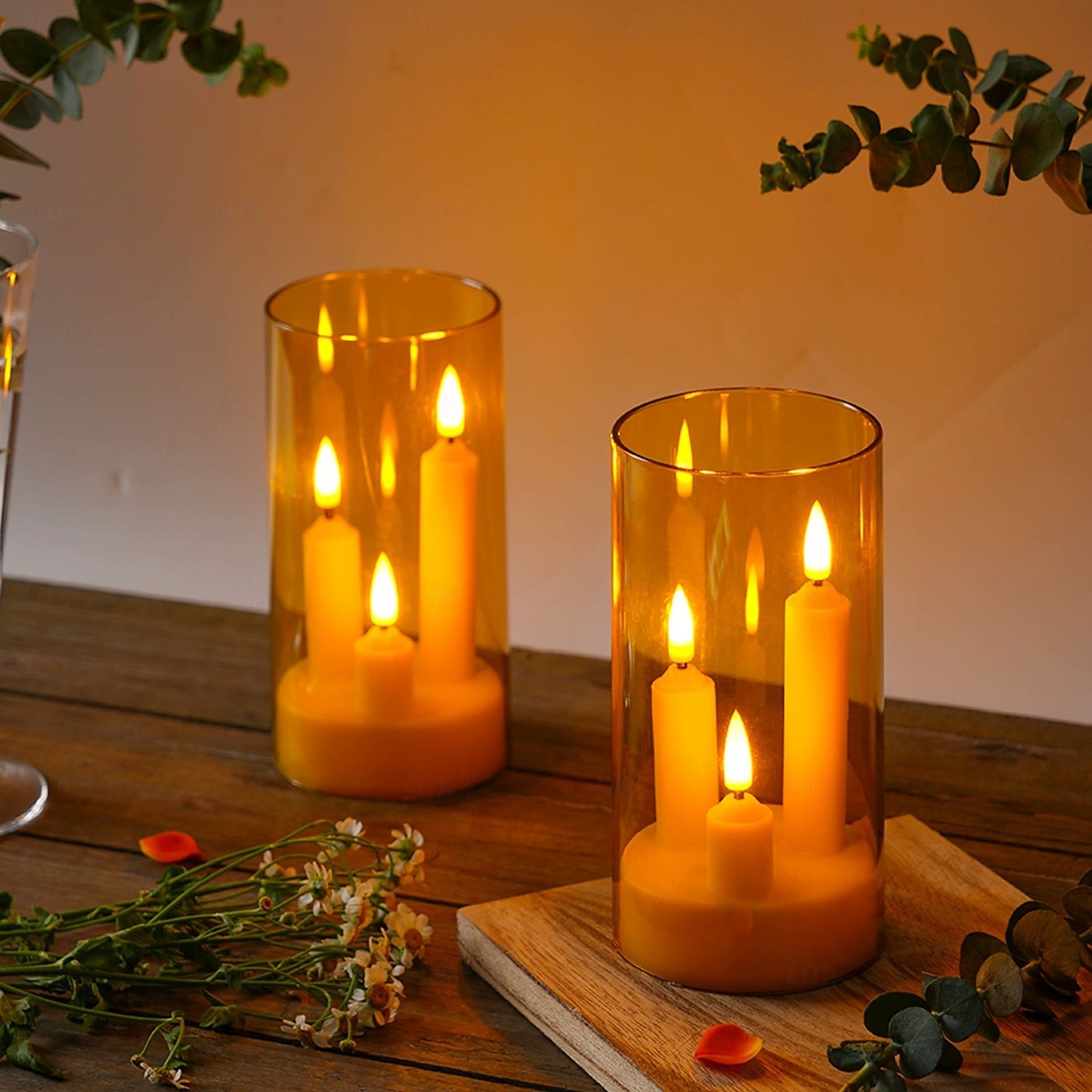 2026年 2個アクリルフレームレスキャンドルライトバッテリー駆動キャンドルスタンドライトウェディングパーティーファミリーディナーの雰囲気ホリデー装飾用  コレクション – $21.99 –P14