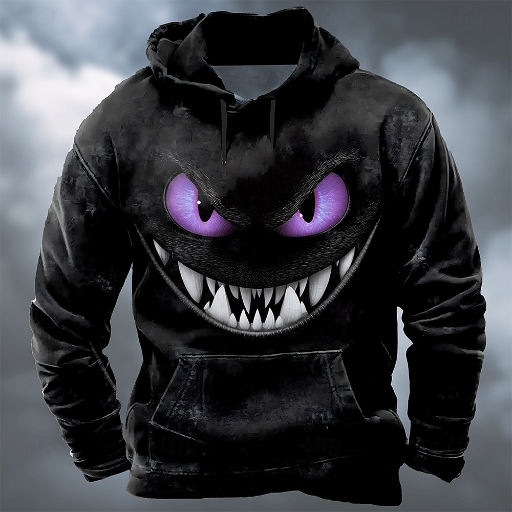 Halloween Homme Dragon 3D Sweat à capuche Sweatshirt Punk Exagéré manche longue Col ras du cou Club Vêtements de rue Bleu Violet Cordon de serrage Automne Hiver Designer de 2025 ? HUF 7549 –P2