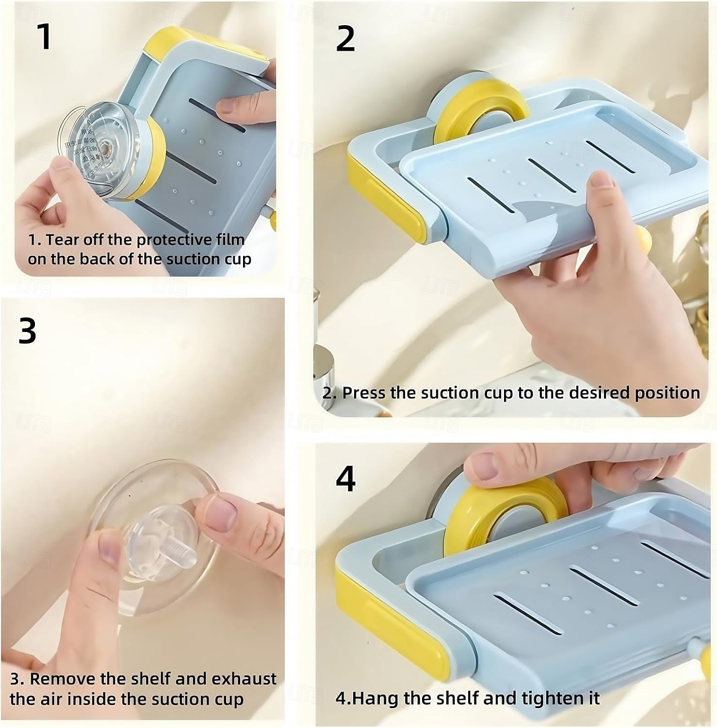 Wandgemonteerde zuignap roterende zeepbak met afvoer, niet-borende spons en zeeprek organizer, perfect voor douche, badkamer, bad en keukengootsteen 2025 - $13.99 –P17