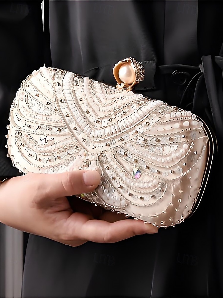 תיק קלאץ' ערב לנשים מעוטר פנינים, חרוזי קריסטל ועיצוב וינטג' בסגנון אר-דקו – תיק יד אלגנטי לאירועים מיוחדים ומסיבות 2026 - $42.99 –P2