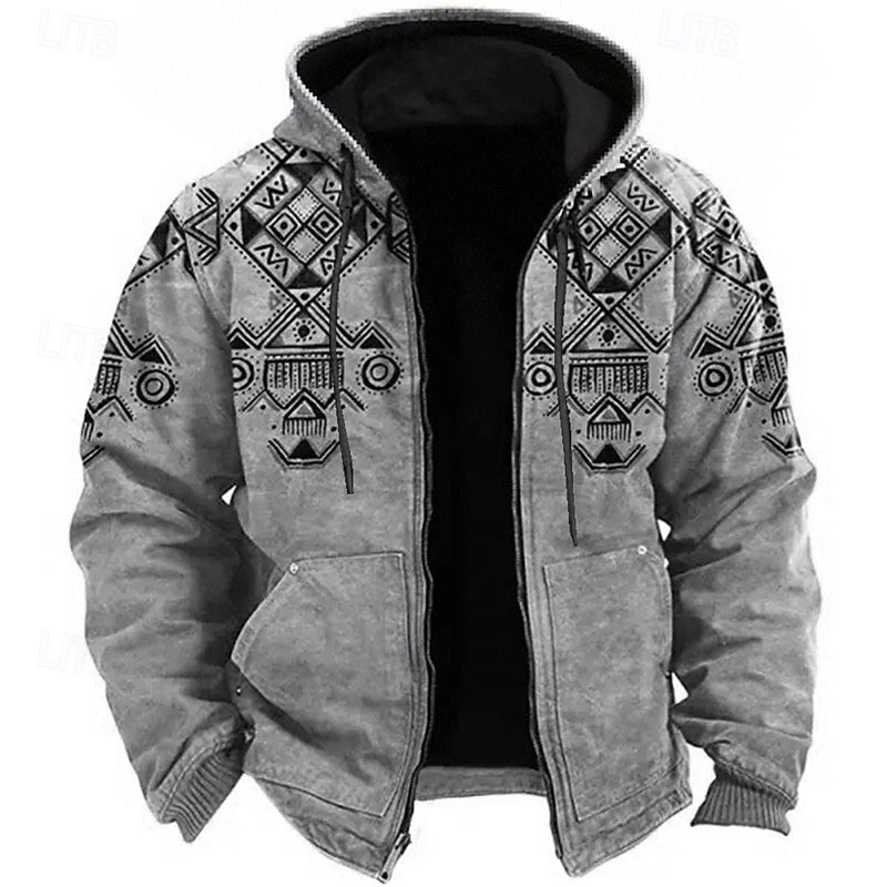 Homens Tribal Étnico Moletom Moletons Esportes Étnico Manga Longa Com Capuz Férias Feriado Streetwear Azul Marron Bolsos Imprimir Primavera & Outono Designer de 2025 por $20.49 –P4