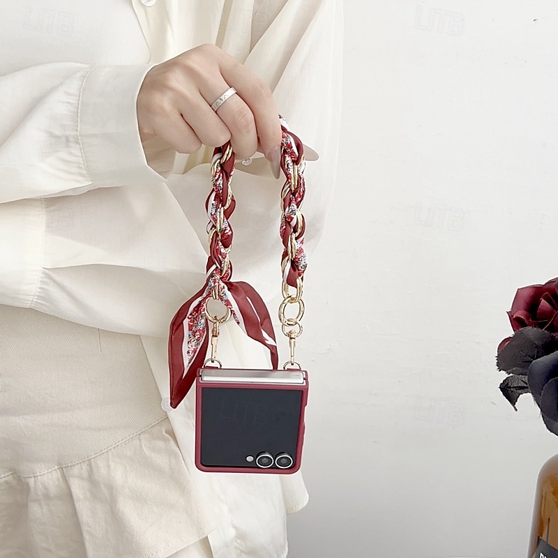 telefoon hoesje Voor Samsung Galaxy Z Flip 7 Z-flip 6 Z Flip 5 Z Flip 4 Achterkant met draagkoord Schokbestendig Bloem Bloemen PC 2026 - $18.99 –P13