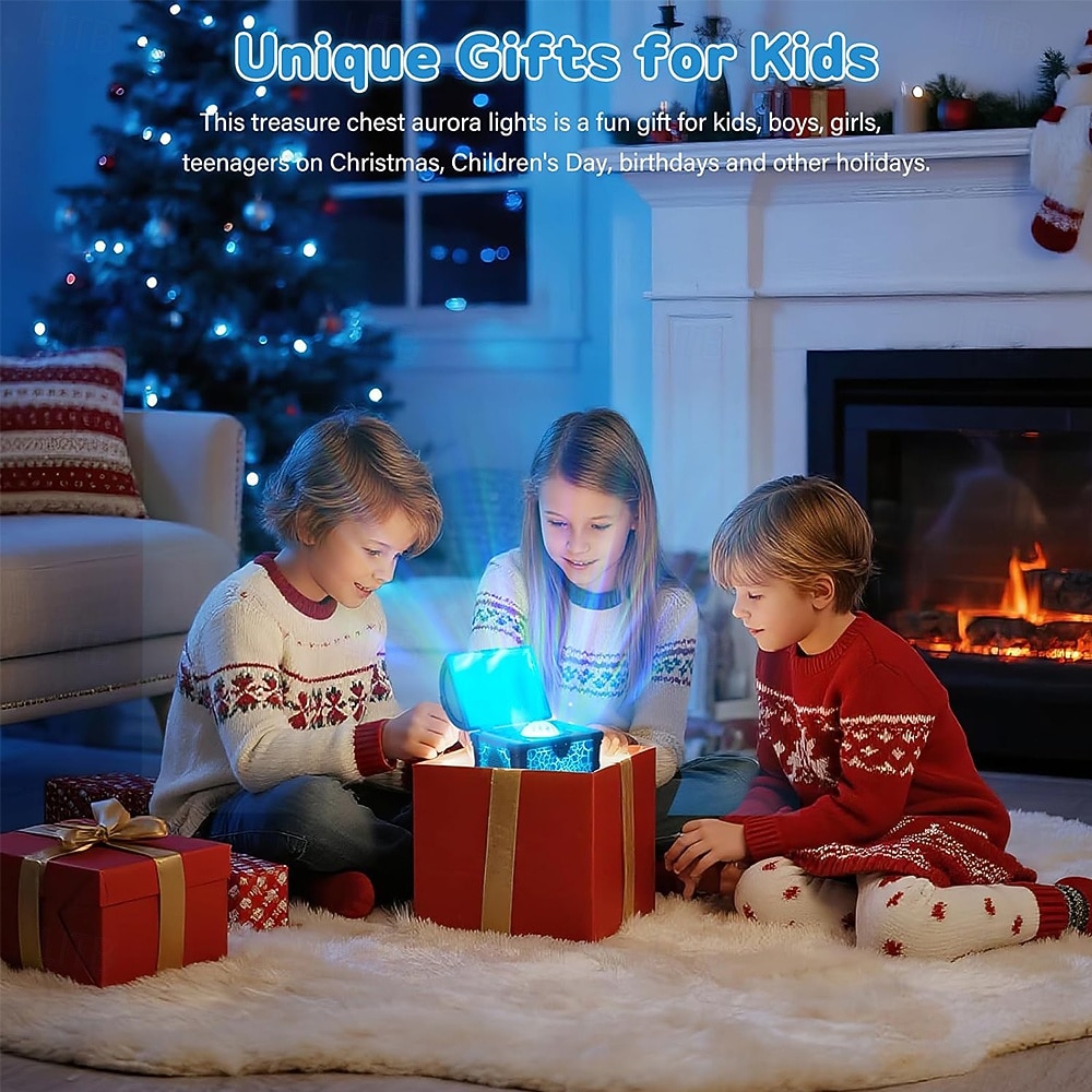 noorderlicht projector 7 kleuren schatkist nachtlampje aurora licht projector met 8 effecten &dimbare Galaxy Light sfeerverlichting voor de slaapkamer, cadeau voor kinderen, tieners en vrouwen 2025 - $58.99 –P7
