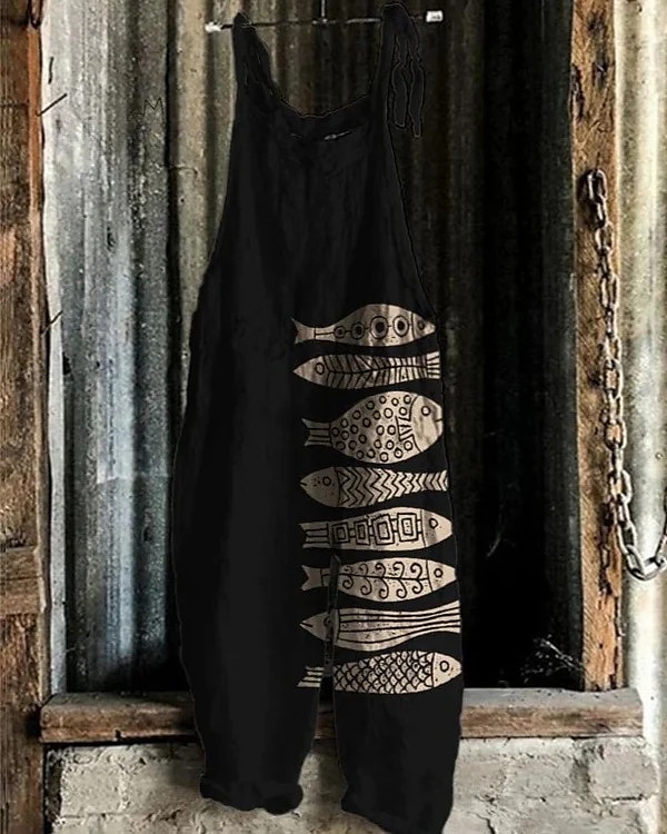 Femmes Combinaison Vacances ancien Style Ethnique Longueur complète Taille Moyenne Animal Poisson Respirabilité Léger Doux Non Elastique Décontracté Occasionnel Quotidien Noir Blanche bleu marine de 2025 ? $26.99 –P3
