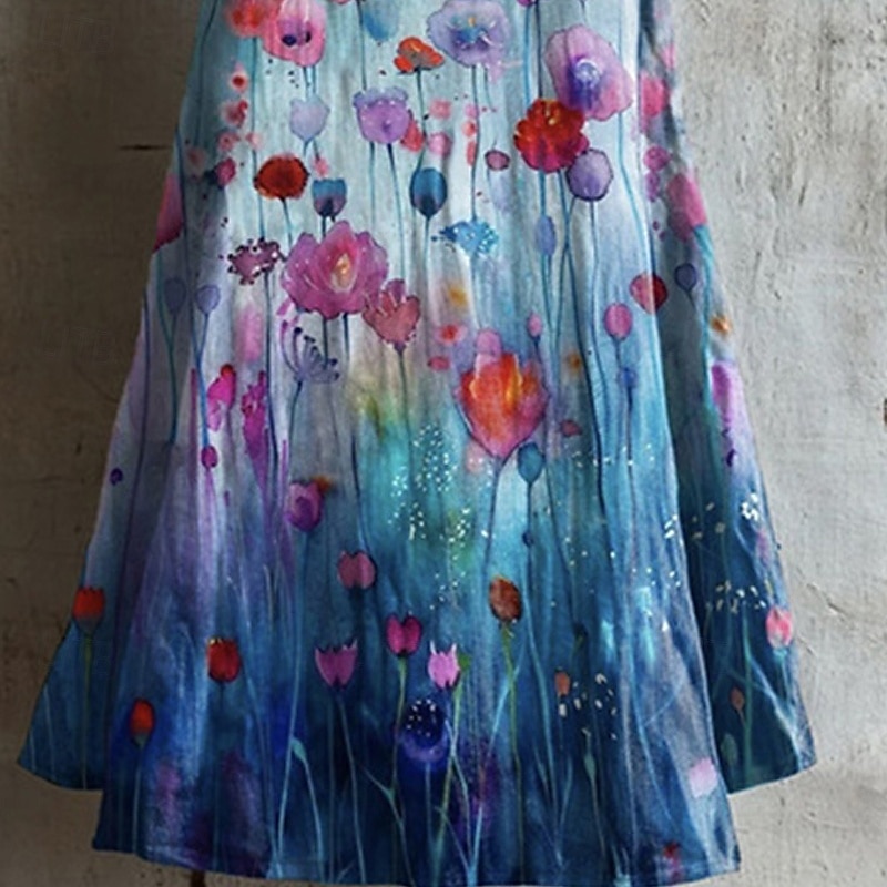 Pentru femei Rochii Midi Rochie casual Rochie de vară Modă Modern Zilnic Plajă Sfârșit de săptămână Fit regulat Floare Fără manșon În V Albastru piscină Vară Primăvară 2025 - $19.99 –P3