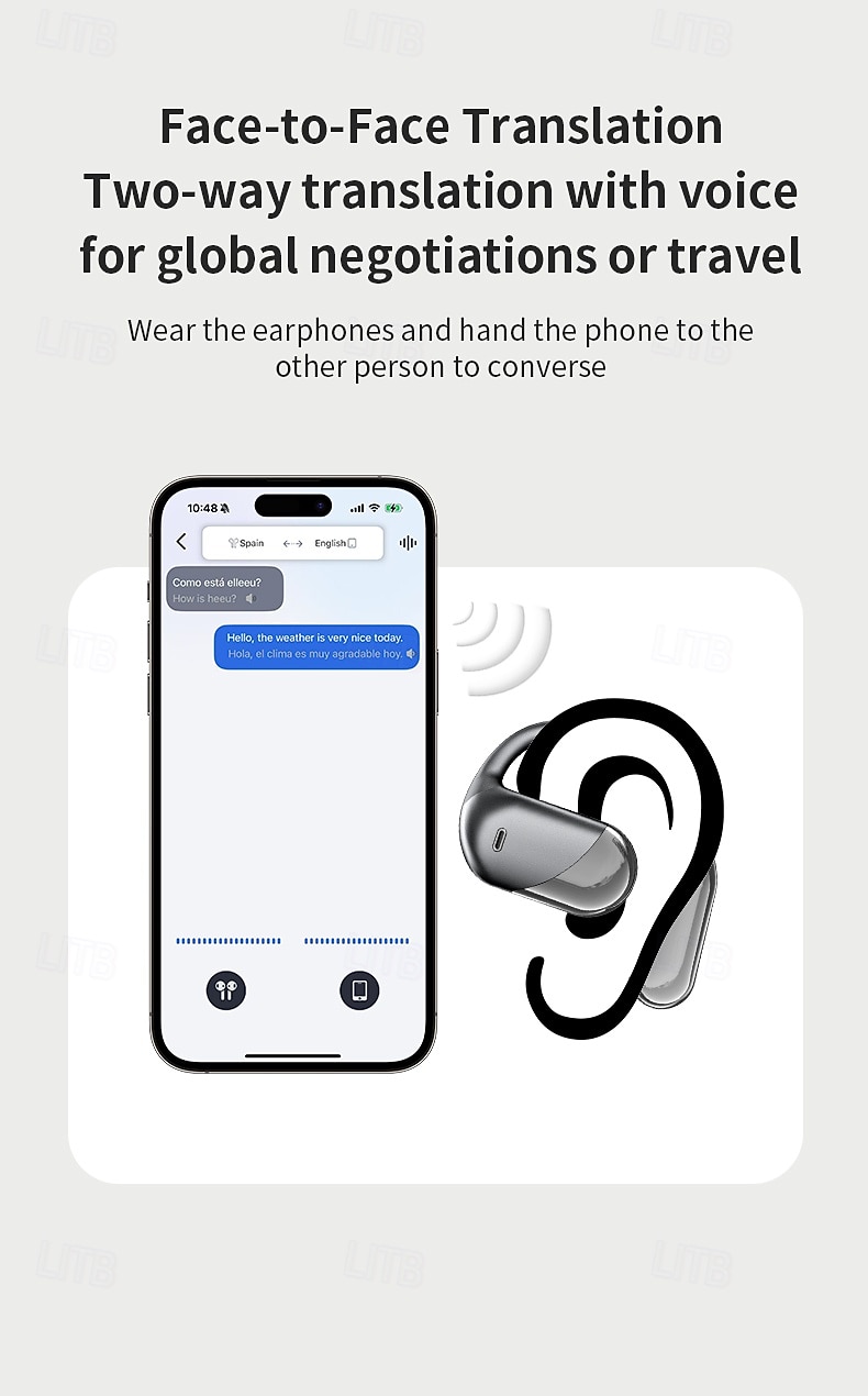 Language Translation Earbuds Two-way Real-time Translation With Wireless And App Online Instant Voice Translation Function Suitable For Travel Business And Learning Use. Valentine's Day Gift 2026 - $31.99 –P3