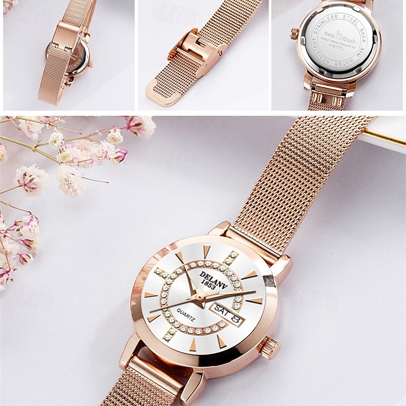 The New Ladies' Alloy Mesh Strap Fashion Watch With Ipx7 Water Resistance Dual Calendar Luminous Casual Quartz Watch Light Luxury And Versatile Elegant Ladies' Wristwatch 2025 - $16.99 –P3