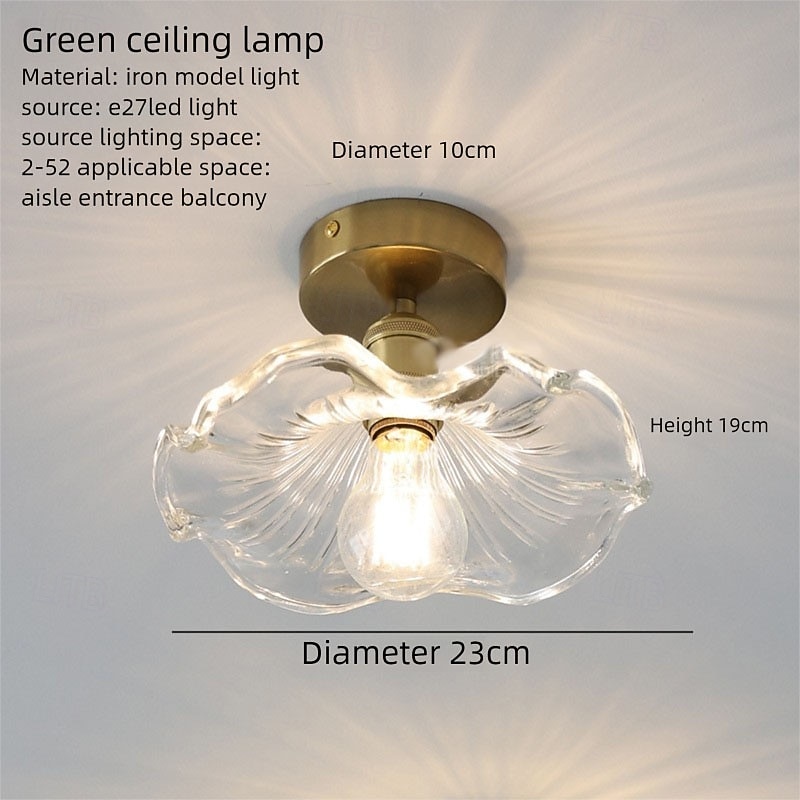 Simple Lotus Leaf Ceiling Light for Restaurant Entryway Aisle Vintage Brass Glass Led Hanging Lamps 2025 - $60.99 –P6