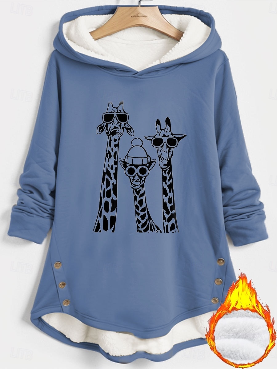 Felpa con cappuccio da donna felpa foderata in pile pigiama caldo felpe grafiche con animali calde casual morbide maniche lunghe lunghe casual stampa sportiva nera rosa rossa blu grigia autunno del 2025 a $29.99 –P1