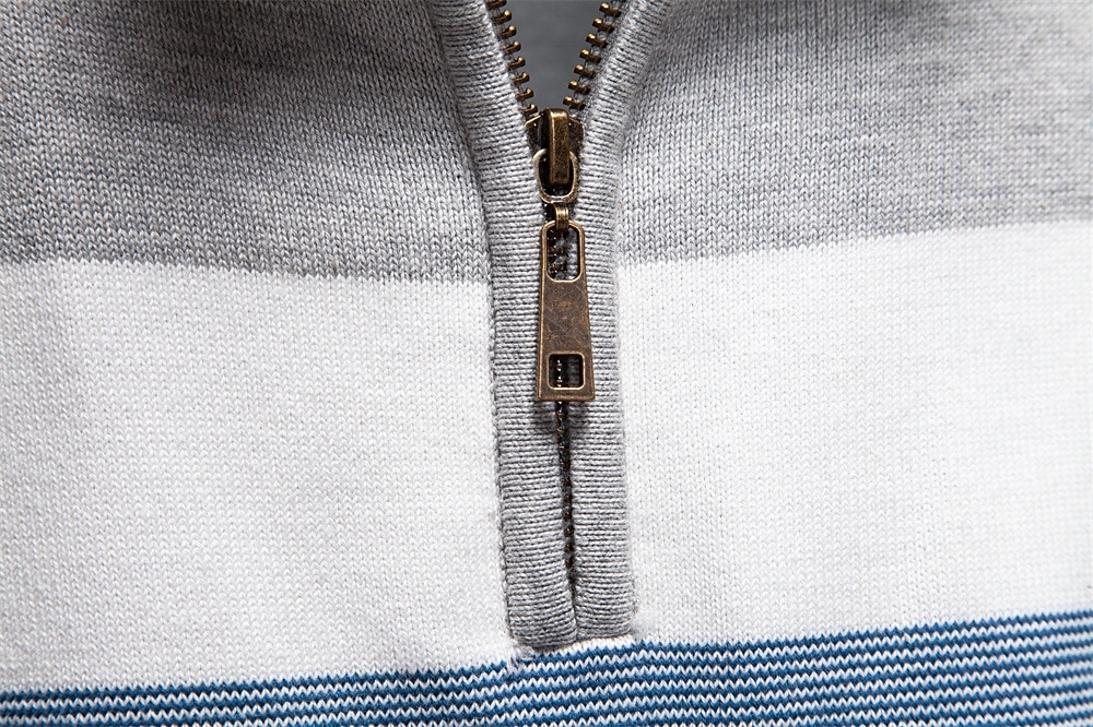 Homme Pull Tricoter Hauts Réguliers Demi-zip Bandes Rayé Col montant ancien Frais École Vacances Vêtement Tenue Printemps Automne Noir Violet S M L de 2025 ? $50.99 –P23