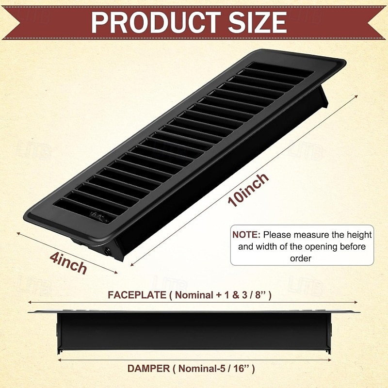 Heavy-Duty 4" x 10" Floor Vents Registers - Walkable Premium Finish Sidewall Floor Register with Easy Adjust Air Supply Lever for Home, Office or Ceiling Installation - Durable and Sturdy Design 2026 - $30.99 –P7
