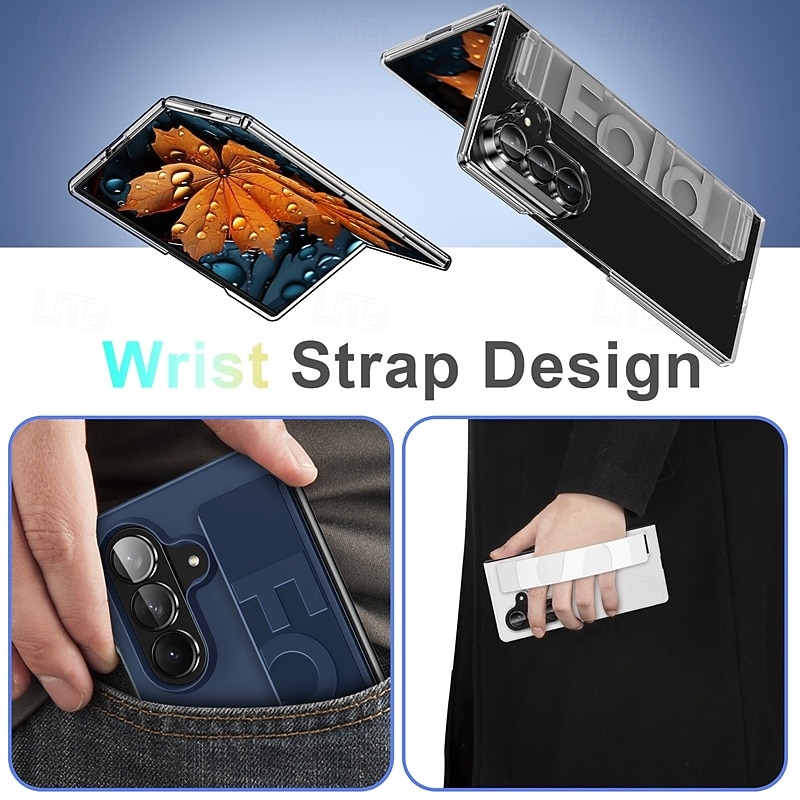 Phone Case For Samsung Galaxy Z Fold 7 Z Fold 6 Z Fold 5 Z Fold 4 Back Cover with Wrist Strap Shockproof Retro Silicone 2025 - $13.99 –P5