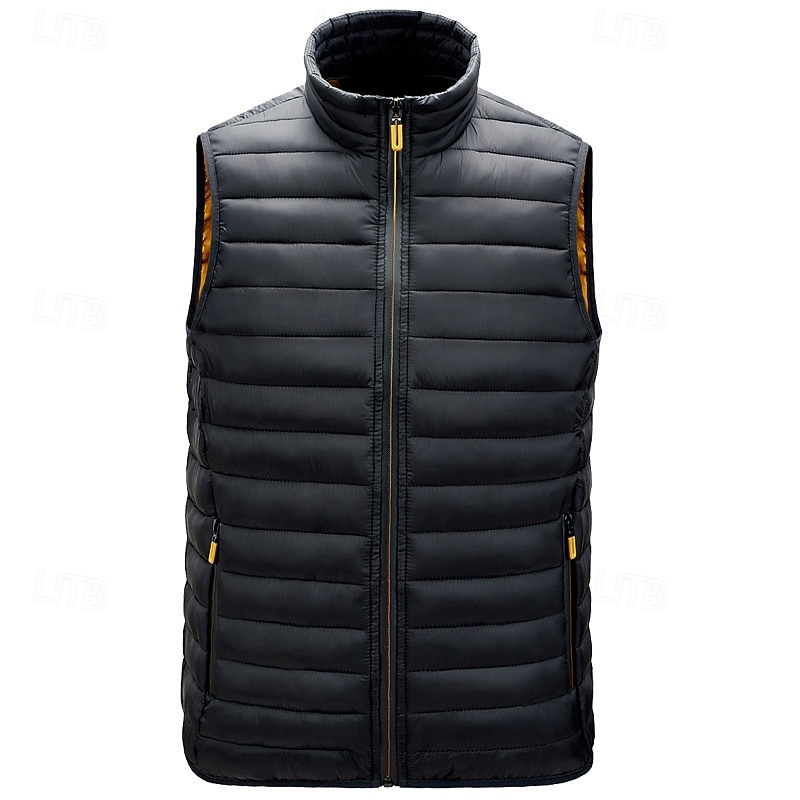 Herren Steppweste Weste Gilet Urlaub Täglich Date Mode Lässig Winter Tasche Polyester Warm Bequem Einfarbig Reisverschluss Stehkragen Normale Passform Schwarz Wein Armeegrün Dunkelblau Weste 2026 - $43.99 –P9