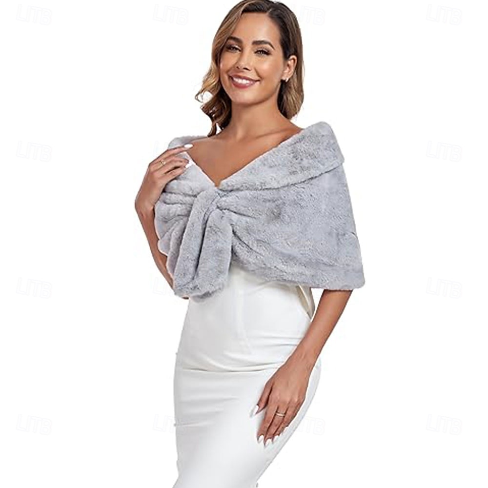 Kunstfell-Schal, Wickelstola, Shrug, Winter, Braut, Hochzeit, Schal, Wickeltuch, Abendparty, Cover-up für Frauen 2025 - $72.99 –P3
