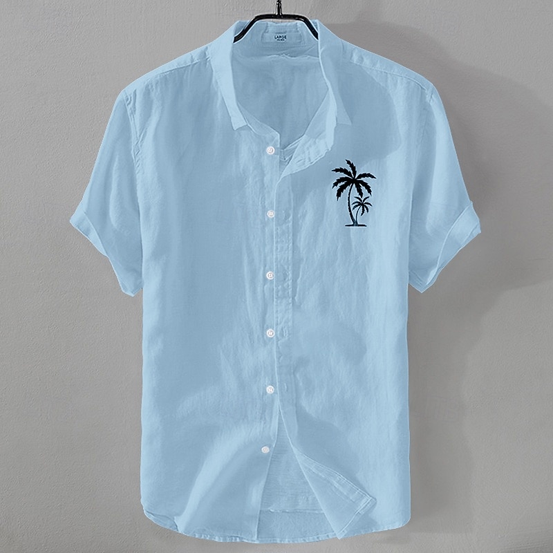 Homme Chemise en lin Chemise Aloha minimaliste Chemise Décontractée Chemise en coton et lin Chemise Boutonnée Cocotier Vacances Rue Noir Blanche Rose dragée Marine foncé Manche Courte Revers Été de 2025 ? $18.99 –P10