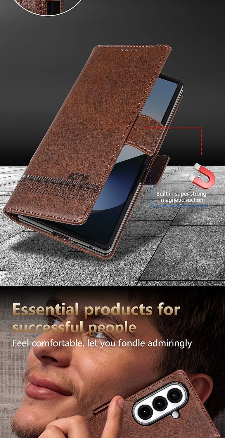 Phone Case For Samsung Galaxy Z Fold 7 Z Fold 6 Z Fold 5 Z Fold 4 Back Cover Card Slot Shockproof Retro TPU PU Leather 2025 - $13.99 –P4