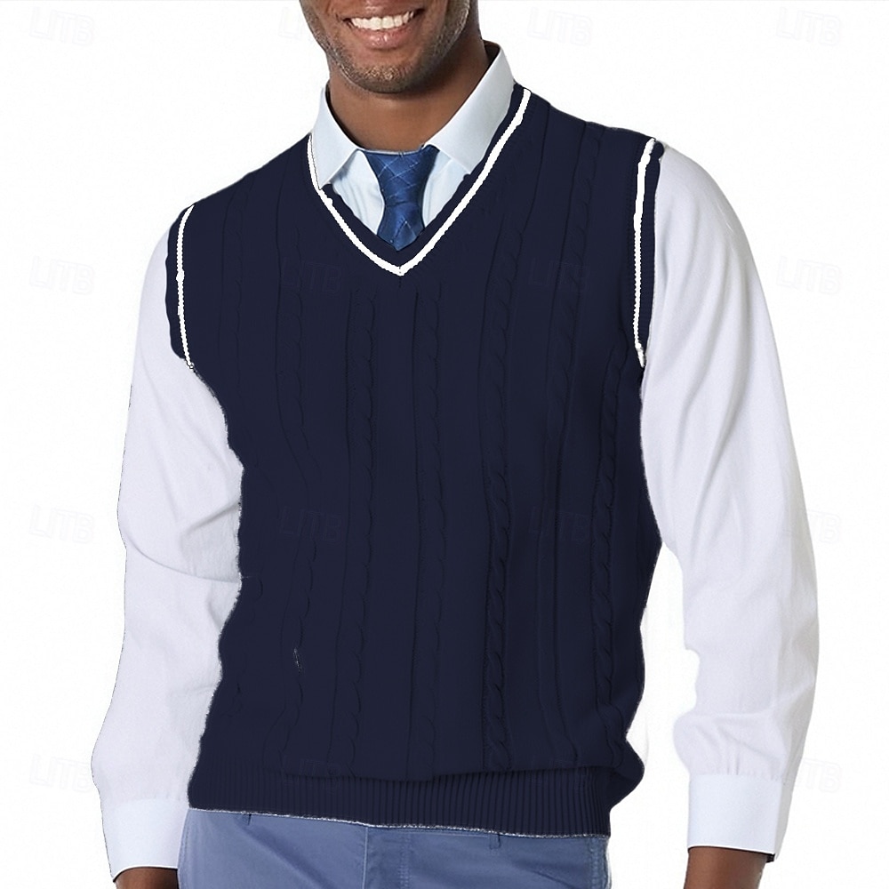 Per uomo Gilet Maglione elegante Maglione Maglione a maglia A Coste Treccia Maglia Top Regolari Lavorato a maglia Semplice Scollo a V Moda Casual Vacanza Abbigliamento quotidiano Abbigliamento del 2026 a $22.99 –P6