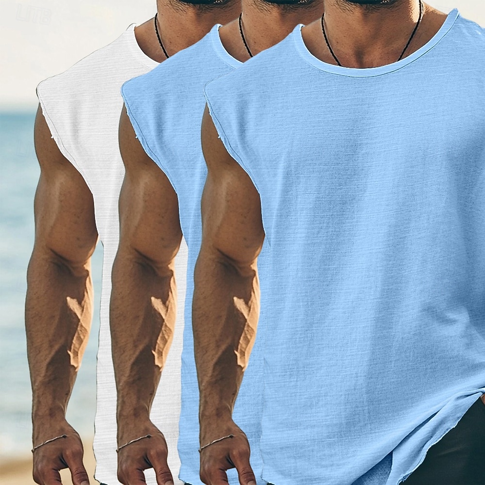 Homme T-shirt Sans manches Manche Courte Manches Courtes Col rond Été Uni Mode Classique Occasionnel 3 Pièces Basique Pur Occasionnel Rue Sports H T-shirt haut de gamme pour homme de 2026 ? $47.99 –P5