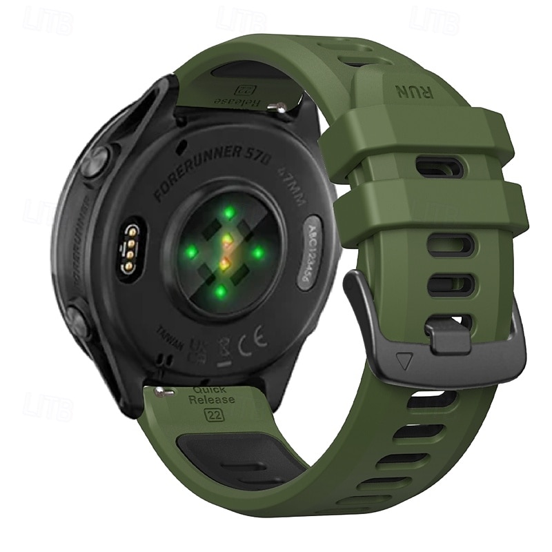 Klokkerem til Garmin Forerunner 570 47 mm/265 (musikk)/255 (musikk)/Venu 3/Vivoactive 4 Marq Descent Quatix 22 mm silikonrem i rustfritt stål, tofarget 2025 - $15.99 –P13