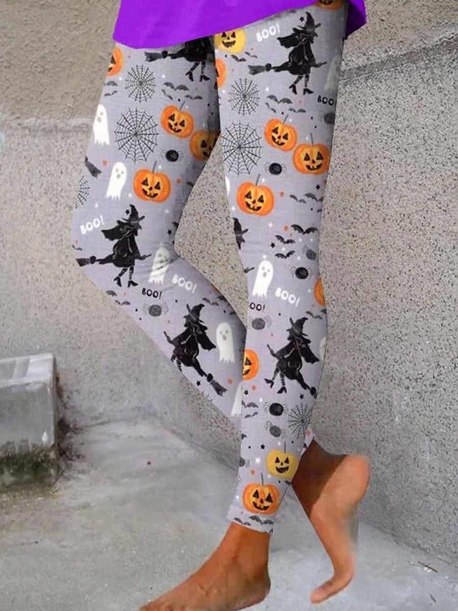 Dámské Legíny prázdniny Vinobraní Módní Po kotníky Vysoký pasPantsHalloween Grafika předvečer Všech svatých Potisk Yumuşak Prodyšné Elastické Formální Venkovní Dovolená Bílá Fialová Oranžová Šedá 2025 - $8.99 –P3