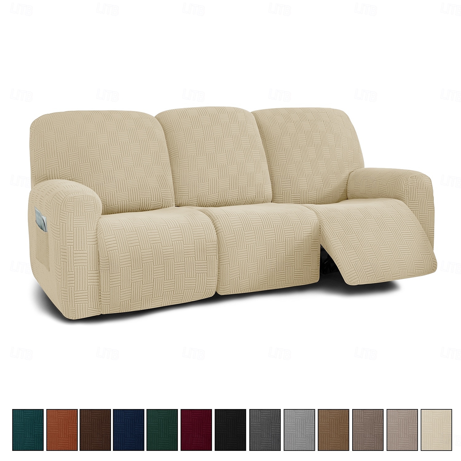 Sofá reclinável de 3 lugares com design de malha 5x5 - sofá de estar para três pessoas com encosto baixo e estilo moderno de 2025 por $75.99 –P4