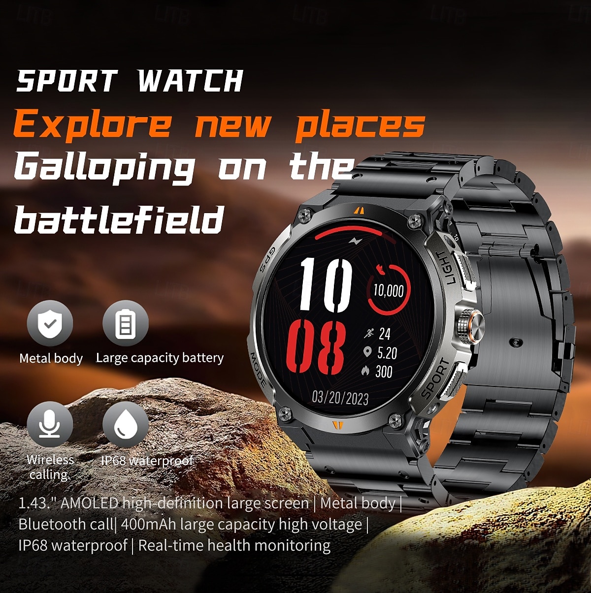AK17G Умные часы 1.43 дюймовый Смарт Часы Bluetooth Контроль температуры Педометр Датчик для отслеживания активности Совместим с Android iOS Женский Мужчины GPS 2025 - $69.99 –P1