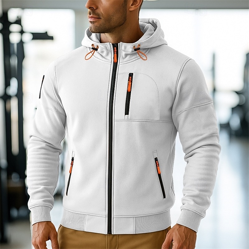 Per uomo Felpa con cappuccio Felpa con cappuccio a zip intera Felpa con cappuccio in pile Felpa con cappuccio tattica Nero Bianco Borgogna Blu marino Blu Con Cappuccio Semplice Cerniera Sport del 2025 a $23.99 –P2