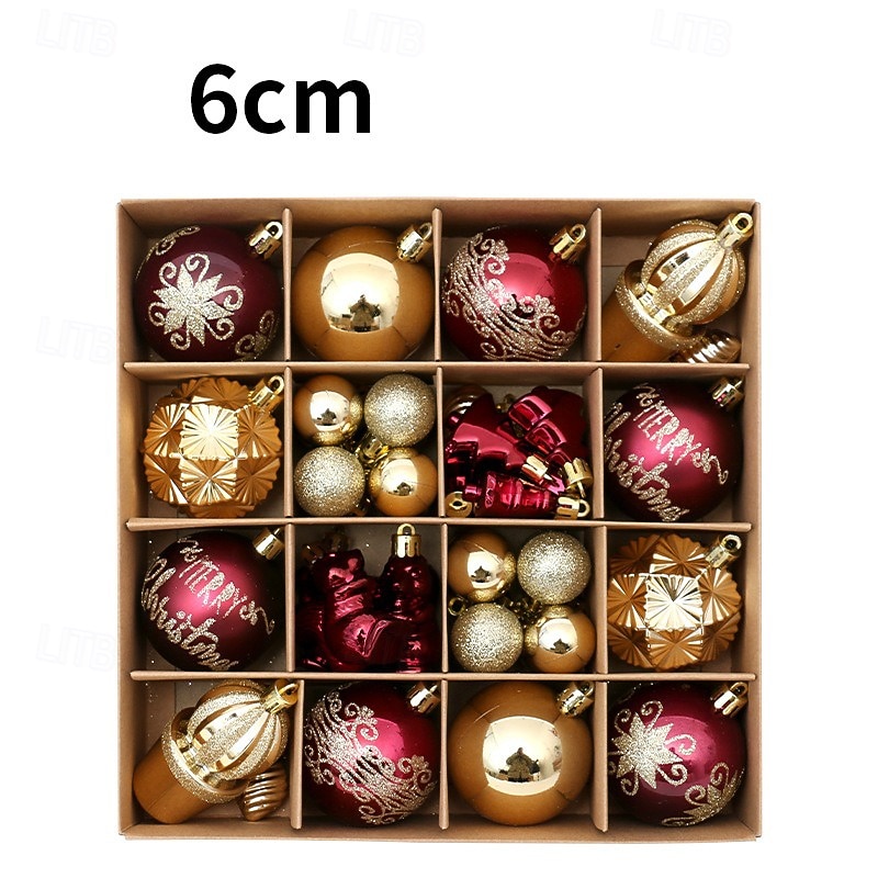 42 de globuri de Crăciun pentru brad, ornamente de Crăciun de 6 cm / 2,36 inch, set de globuri vopsite în vișiniu și auriu pentru agățat în brad 2025 - $25.99 –P6