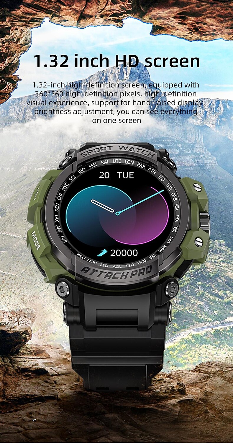 LOKMAT ATTACK PRO Умные часы 1.32 дюймовый Смарт Часы Bluetooth Педометр Напоминание о звонке Датчик для отслеживания сна Совместим с Android iOS Женский Мужчины 2025 - $49.99 –P4