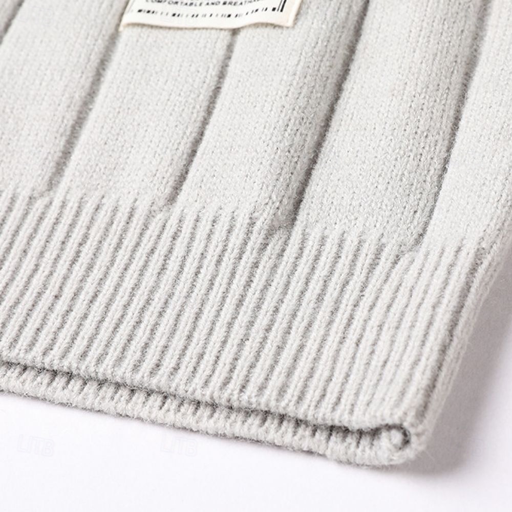 Pánské Svetrová vesta Šaty svetr Pulovrový svetr Vesta Pletený svetr Rýhovaný Kabel Plést Běžné topy Pletený Bez vzoru Do V Módní Na běžné nošení Dovolená Denní nošení Oblečení Podzim Zima Černá Bílá 2025 - $39.99 –P3