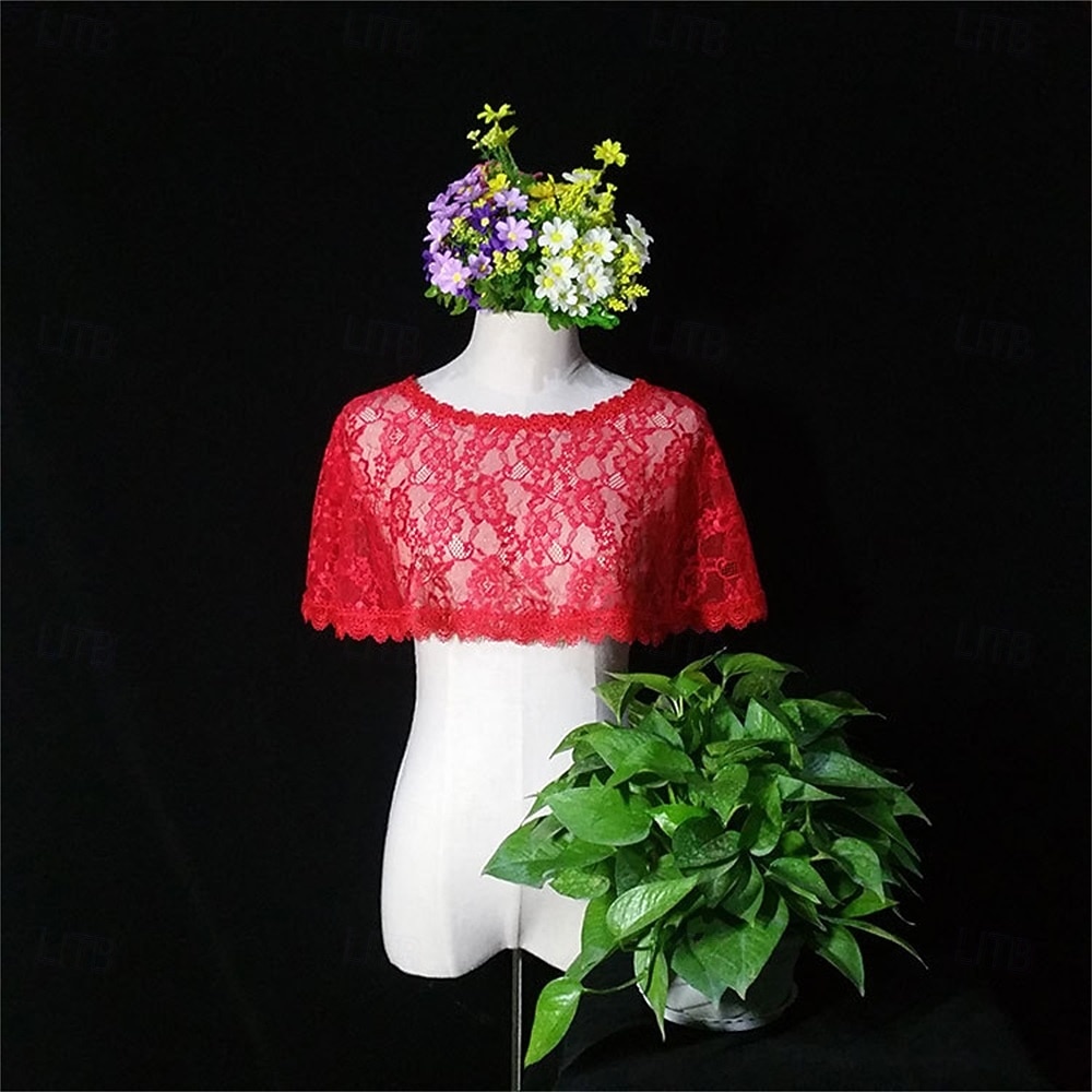 Обертывания матери Элегантный стиль Защита от солнца С короткими рукавами Кружева Свадебные накидки С Кружева Назначение Официальные Лето 2025 - $14.99 –P6