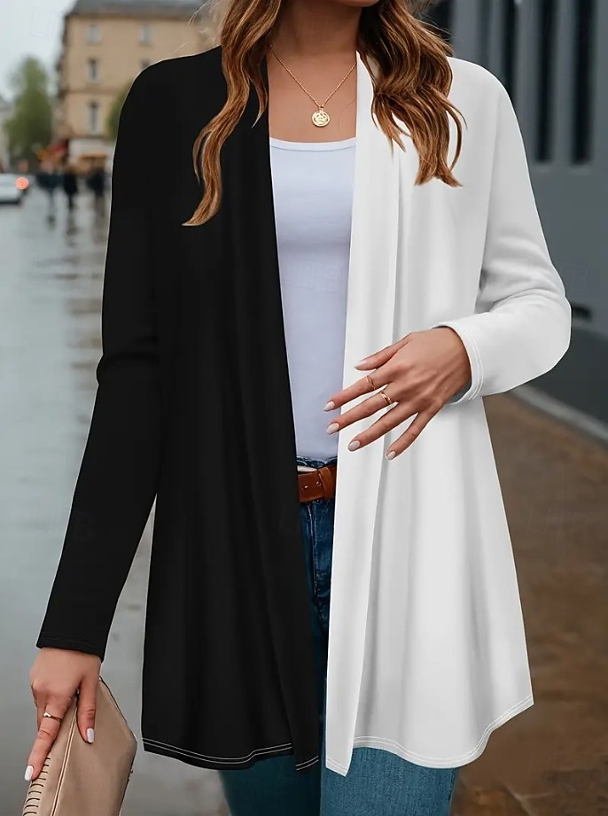 Női Ballonkabát Könnyű Kényelmes Nyomtatott Szüret Divat Alkalmi Állat Hétköznapi Szokványos Gallér nélküli Normál Hosszú ujj Felsőruházat Fekete és fehér Fekete Tavasz Ősz 2025 - $26.99 –P6