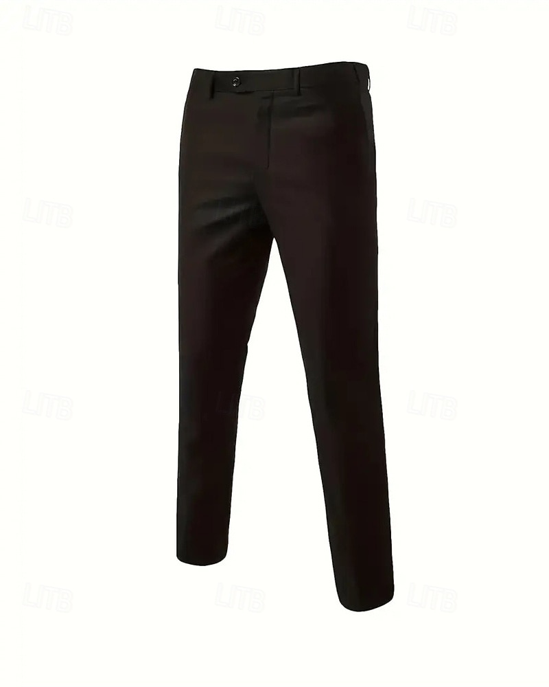 Herren Set Anzüge Anzugweste Geschäft Cocktailparty Hochzeitsfeier 3 Stück Mode Lässig Frühling Herbst Polyester Farbblock Tasche Knöpfe Bequem Einreihig Blazer Schwarz Weiß Burgunderrot Königliches 2025 - $79.99 –P15