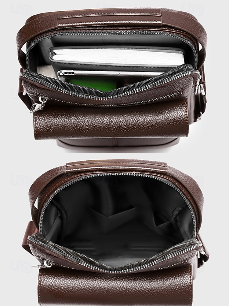 borsa a tracolla da uomo in similpelle effetto ciottolo – borsa a tracolla vintage business-casual, multitasche, tracolla regolabile per lavoro, viaggi e spostamenti quotidiani del 2025 a $19.99 –P8