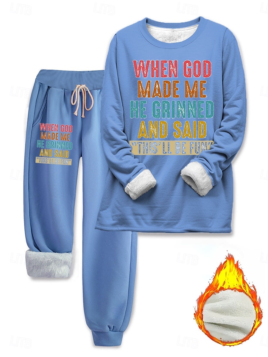 Femmes Élégant Chaud Mode Ensembles deux pièces Survêtement Ensembles de Pantalons manche longue Manche Évêque Col ras du cou Graphique Lettre Imprimé Extérieur Vacances Quotidien Noir Rose Claire de 2025 ? $44.99 –P6