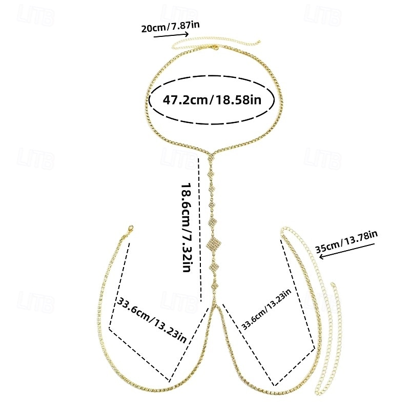 Cadena corporal de diamantes de imitación de plata para mujer: joyería glamurosa para escote pronunciado para fiestas nocturnas, ropa de club, bodas y ocasiones especiales. 2026 - $11.99 –P3