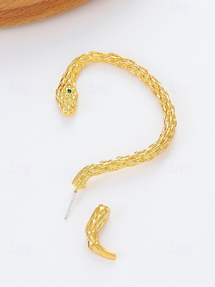 Naisten halloween-käärmekorvakorut – goottilainen käärmekorvakoru, jossa vihreät kristallisilmät, punk-tyyliset korut naamiaisiin ja cosplayhin 2026 - $5.99 –P8