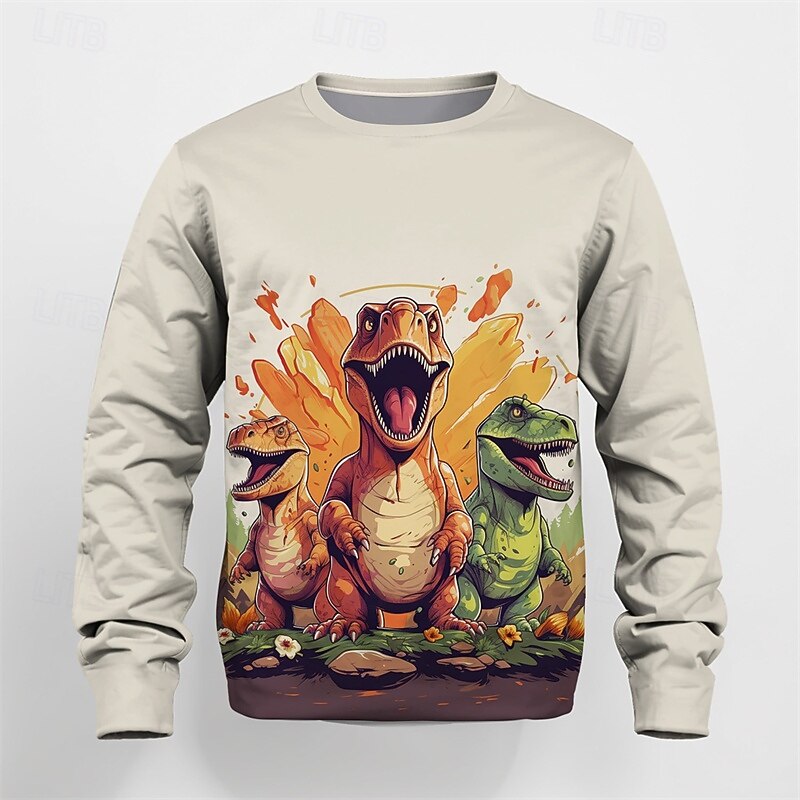 Pojkar 3D Dinosaurie Tröja Långärmad Vår Höst Mode Grundläggande Barn 4-12 år Rund hals Utomhus Ledigt Dagligen Normal 2025 - $17.49 –P5