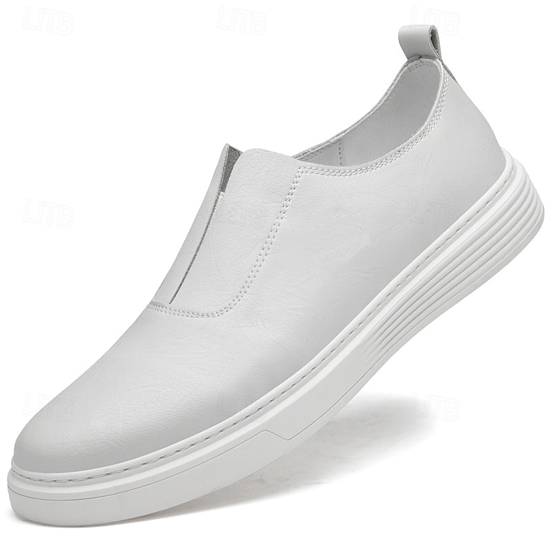 Chaussures blanches à enfiler en cuir pour hommes - minimalistes et confortables, adaptées aux professionnels occupés au bureau et dans des environnements décontractés de 2026 ? $64.99 –P4