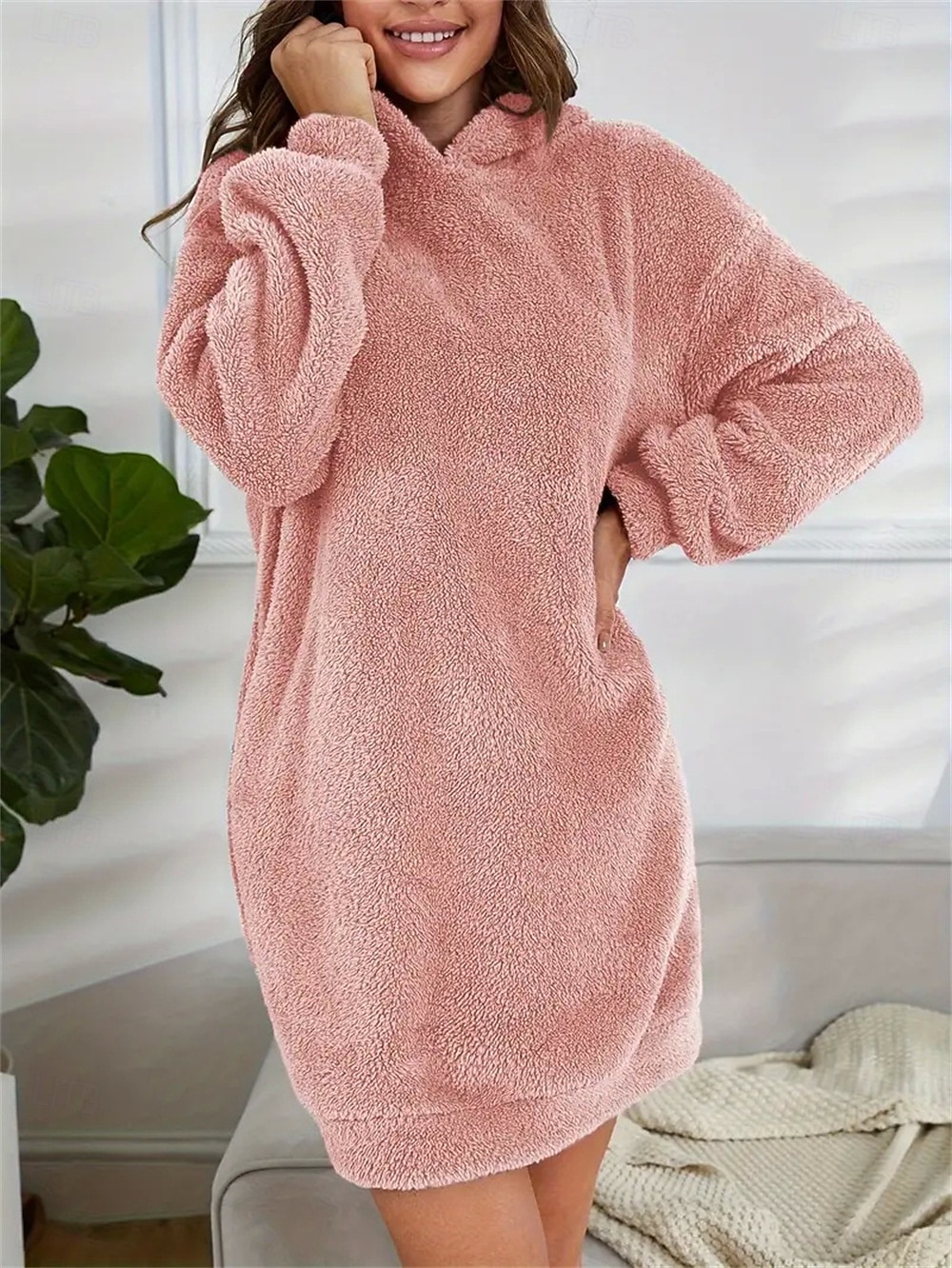 Sukienka dresowa damska hoodie mini sukienka sukienka ołówkowa wakacje casual boho na co dzień sportowa wychodząca luźny krój gładki długi rękaw z kapturem różowy czerwony niebieski szary wiosna 2026 - $31.99 –P2