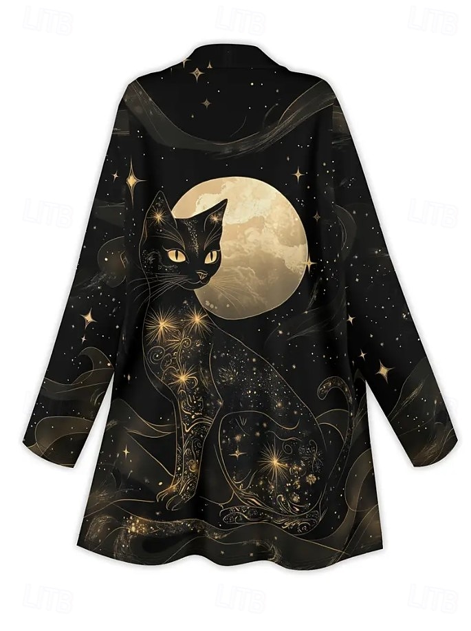 Női Ballonkabát Könnyű Kényelmes Nyomtatott Szüret Divat Alkalmi Állat Hétköznapi Szokványos Gallér nélküli Normál Hosszú ujj Felsőruházat Fekete és fehér Fekete Tavasz Ősz 2025 - $26.99 –P3