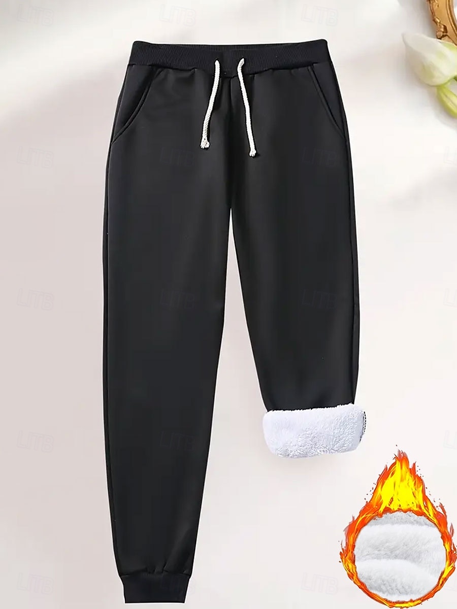 Women's Sweatpants Fleece Pants Trousers Jogging Pants Vacation Vintage Fashion Full Length High Waist Plain Drawstring Pocket Sporty Comfort Warm Soft Micro-elastic Daily Outdoor Sports Blue Dark 2026 - $24.99 –P7