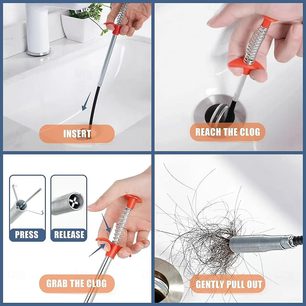 9 ganci per la pulizia del lavello e dello scarico della cucina, strumenti per la rimozione di capelli e intasamenti per lavello, WC e tubi, set di strumenti manuali per la disostruzione degli del 2025 a $13.99 –P5