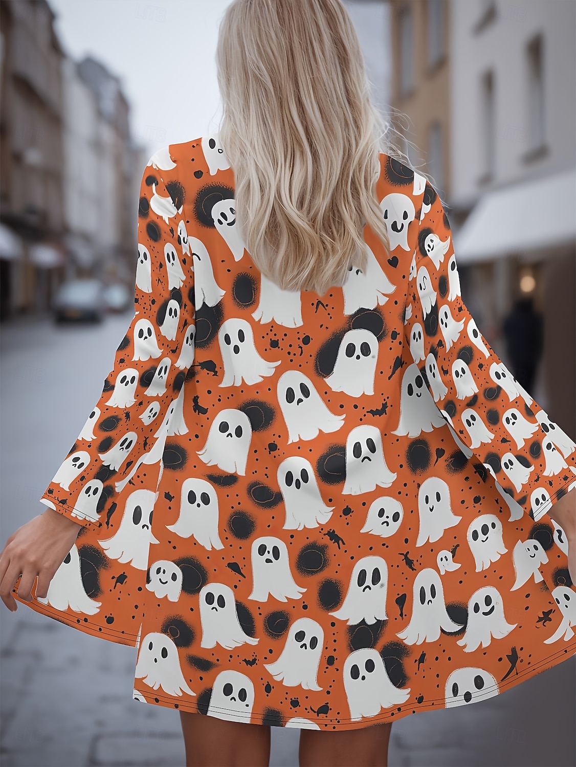 Pentru femei Palton Ușor Comfortabil Imprimeu Epocă Artistic Casual Halloween Dovleac Casual Lung Fără Guler Potrivire Largă Manșon Lung Îmbrăcăminte exterioară Negru Roz Îmbujorat Bleumarin 2025 - $23.99 –P7