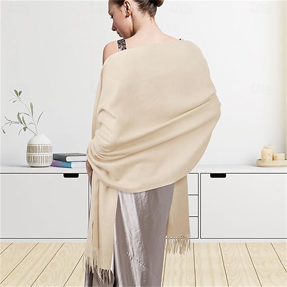 Damepashmina-sjal og sjal til aftenkjoler bryllupsfest brudepike vintervarmt langt skjerfsjal 2025 - $25.99 –P2