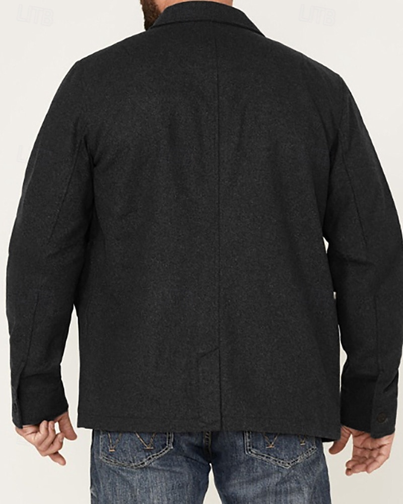 Homens jaqueta leve Jaqueta Carga Jaqueta casual Férias Diário Manter Quente Bolsos Outono Inverno Tecido Moda Clássico Lapela Padrão Preto Marron Cinzento Escuro Casaco de 2025 por $54.99 –P7